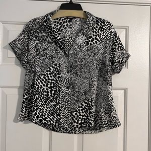 Express Boxy Animal Print Button Up Top